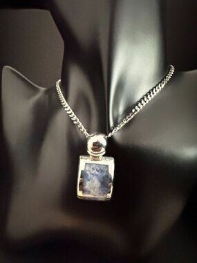 ATI Mexico 925 Sterling Silver Blue Stone Pendant – 14g – Modern Geometric